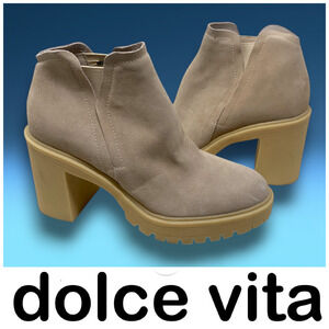 NEW Dolce Vita Caster H2O Tan Suede Lug Sole Ankle Platform Boots Sz 10 NWOB